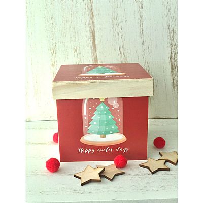 ΧΡΙΣΤΟΥΓΕΝΝΙΑΤΙΚΗ ΜΠΑΛΑ ΣΕ ΞΥΛΙΝΟ ΚΟΥΤΙ-12X12X12CM