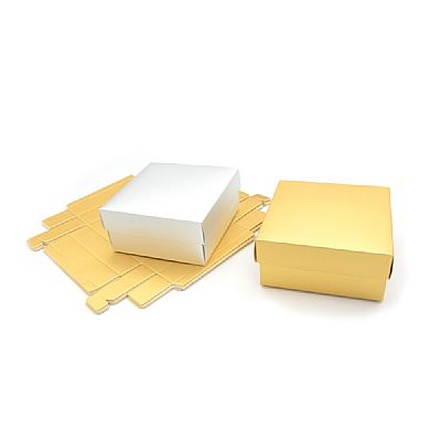 ΧΑΡΤΙΝΟ ΚΟΥΤΙ ΜΕ ΚΑΠΑΚΙ ΧΡΥΣΟ/ΑΣΗΜΙ 8cm x 8cm-ΣΥΣΚ.12τμχ