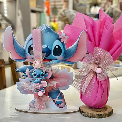 ΠΑΣΧΑΛΙΝΟ ΣΕΤ STITCH ΜΕ ΑΡΩΜΑΤΙΚΗ ΛΑΜΠΑΔΑ-ΣΟΚΟΛΑΤΕΝΙΟ ΑΥΓΟ κ ΞΥΛΙΝΗ ΒΑΣΗ STITCH 30 εκ-8069
