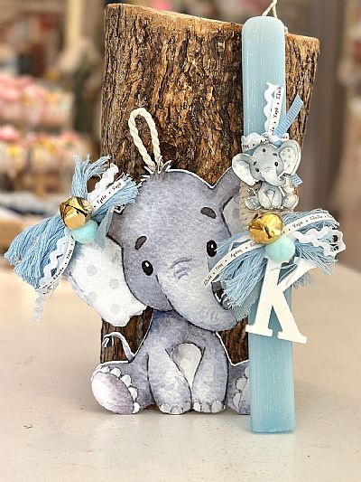 ΠΑΣΧΑΛΙΝΗ ΛΑΜΠΑΔΑ ΕΛΕΦΑΝΤΑΚΙ ΜΕ ΞΥΛΙΝΟ ΚΑΔΡΑΚΙ 20εκ-8105